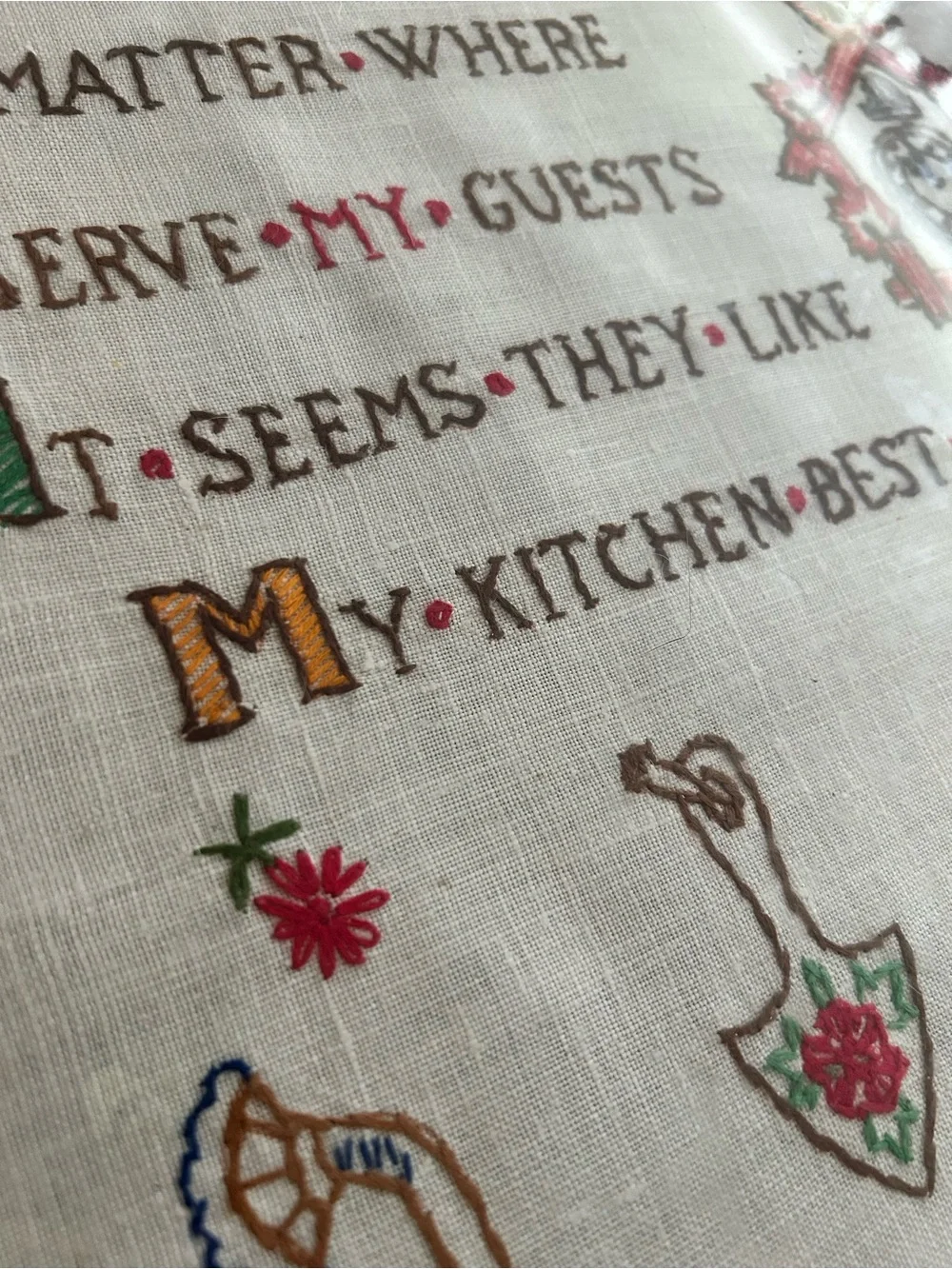Hand-Embroidered Kitchen Wall Art - Multicolor